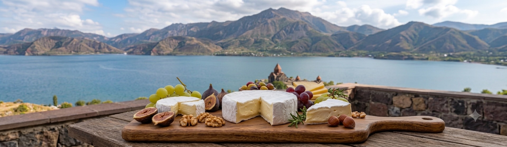 Cheese board overlooking Lake Sevan and the Armenian highlands
